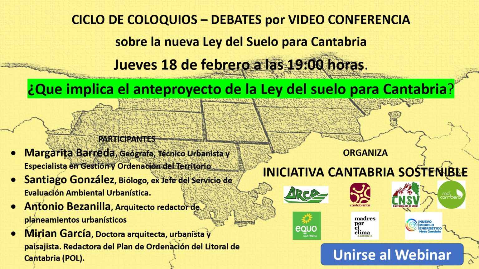 Cantabria Sostenible organiza este jueves un debate online sobre la